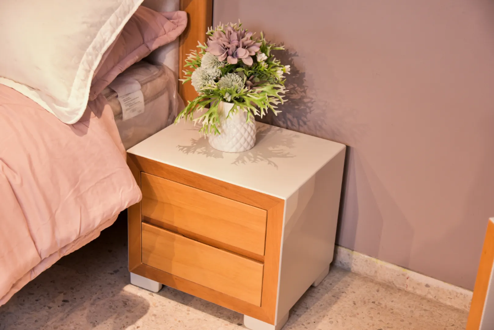 ALC VIENA 1.40 NATURAL Y BLANCO CON TAPIZ MARFIL