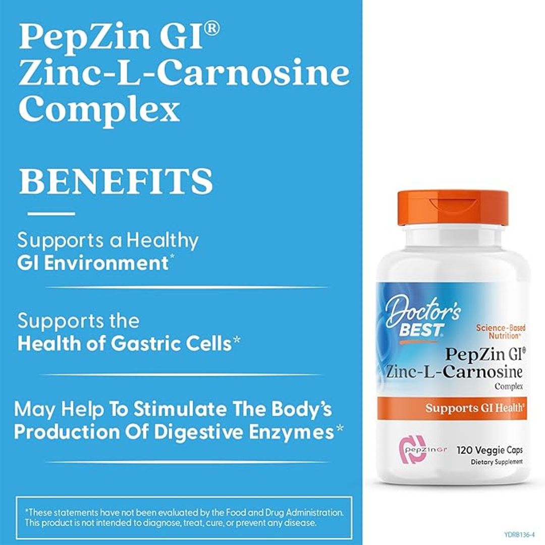 Zinc Carnosina Complejo con pepzin GI 120 Veggie Caps 120 count Doctor  Best