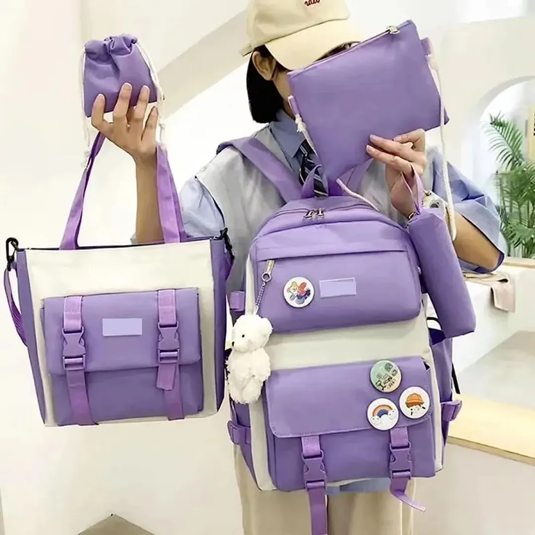 COMBO MOCHILA MALETA ESTUCHE 5 PIEZAS KAWAII FASHION 
