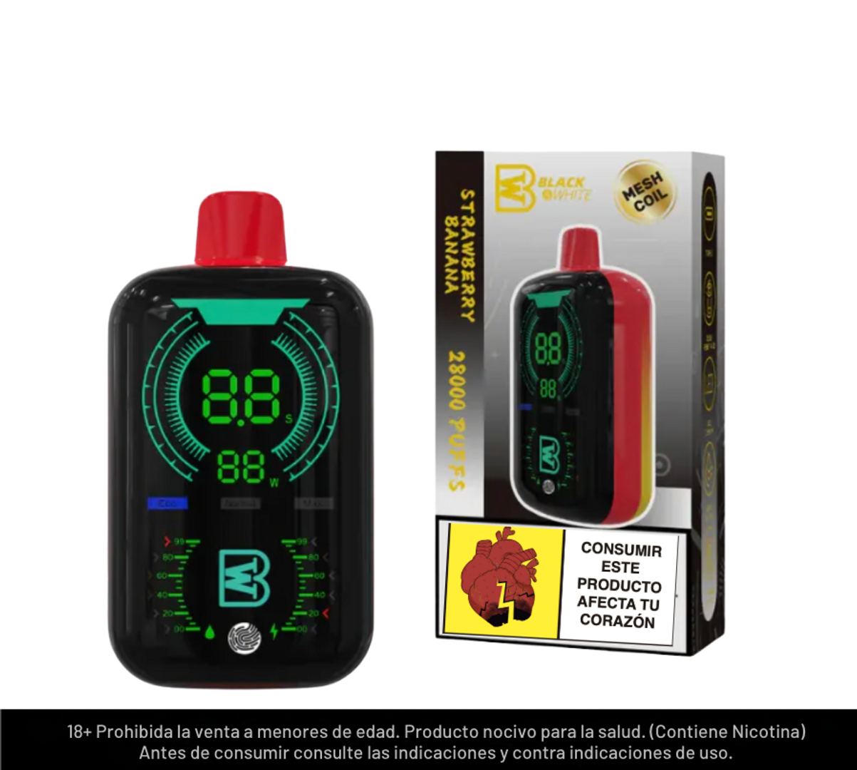 Black And White Strawberry Banana 28.000 Puffs