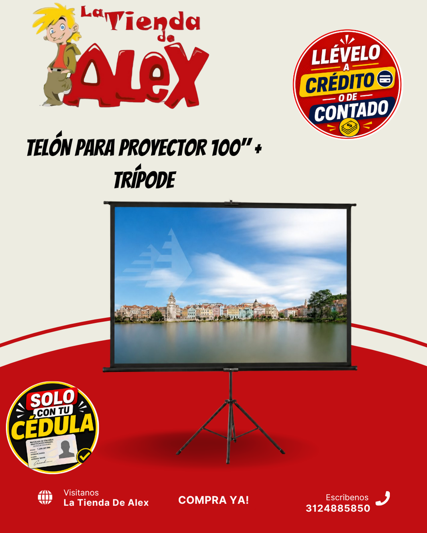 TELÓN PARA PROYECTOR 100" + TRÍPODE