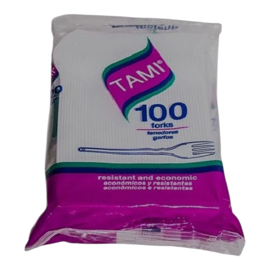  Ñ. TENEDOR PEQUEÑO 11 CM TAMI BLANCO - PQ X 100 UN 