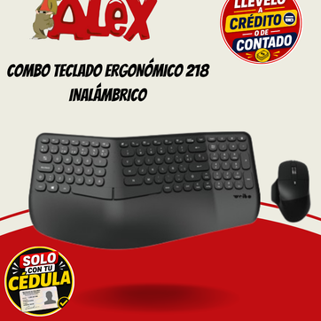 Imagen del producto COMBO TECLADO ERGONÓMICO 218 INALÁMBRICO
