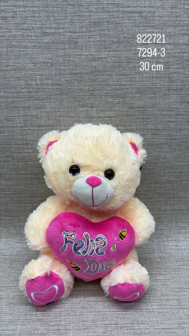 OSO CON CORAZÓN "FELIZ DÍA" 30 CM