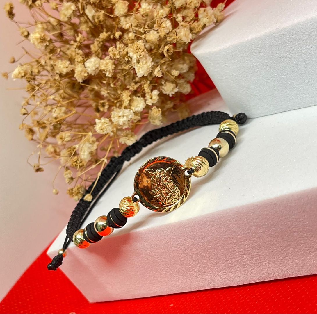 Pulsera san miguel arcangel balin 6mm liso e italy, neopreno 6mm