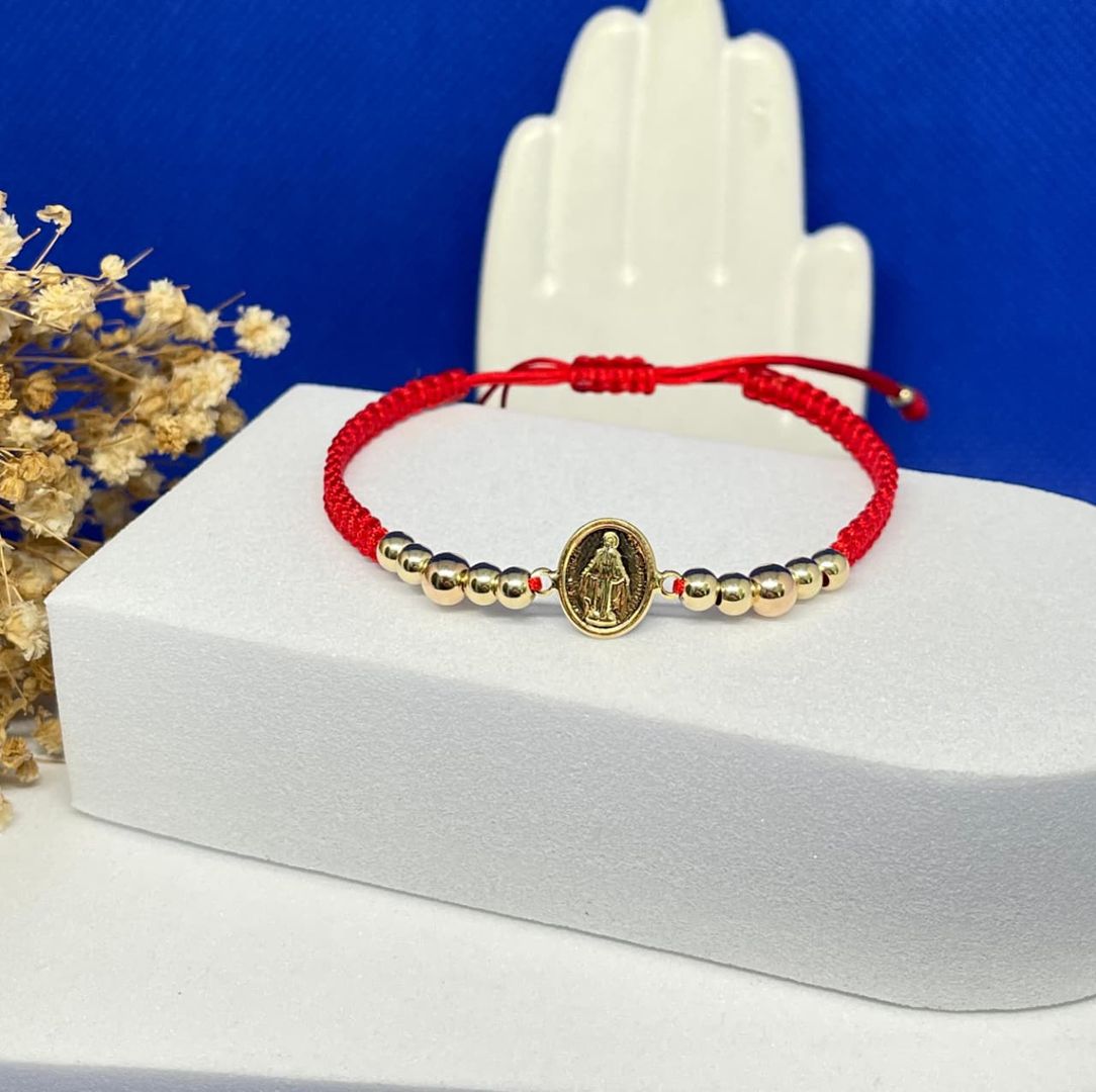 Pulsera virgen milagrosa balin 5mm y 4mm liso