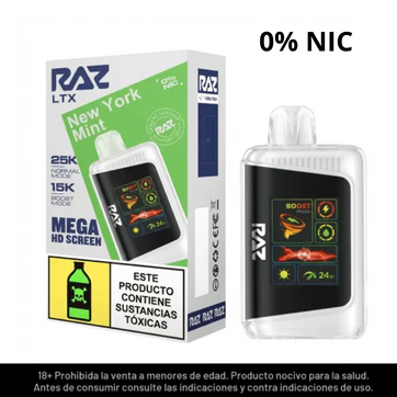 Imagen del producto Raz New York Mint Sin Nicotina 25.000 Puffs