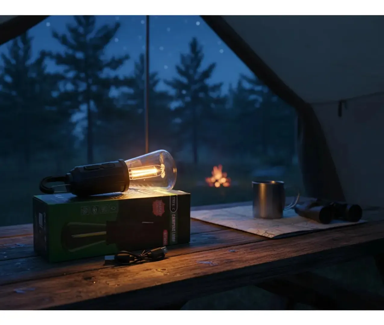 BOMBILLO LED RECARGABLE VINTAGE 3 MODOS LUZ CAMPING PORTATIL