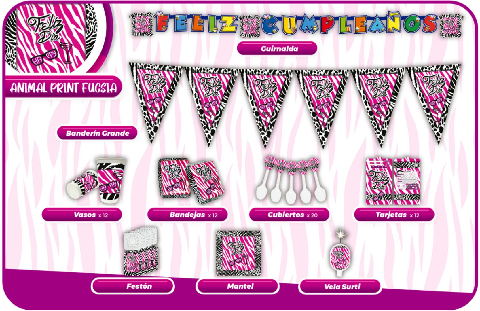 DECORACIÓN CEBRA FUCSIA 