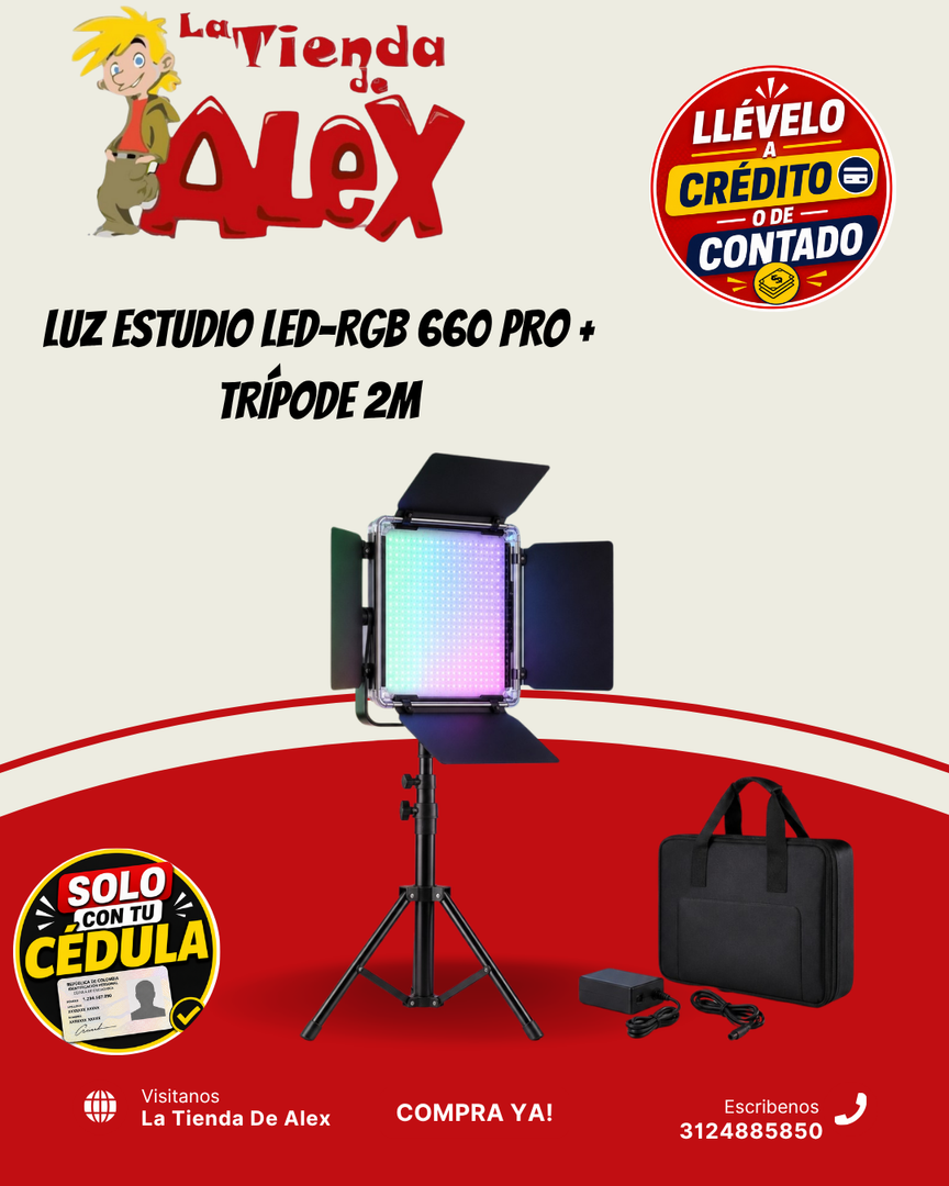 LUZ ESTUDIO LED-RGB 660 PRO + TRÍPODE 2M