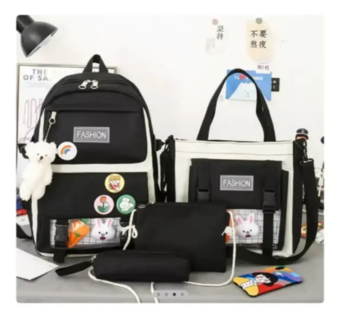 COMBO MOCHILA MALETA ESTUCHE 5 PIEZAS KAWAII FASHION 