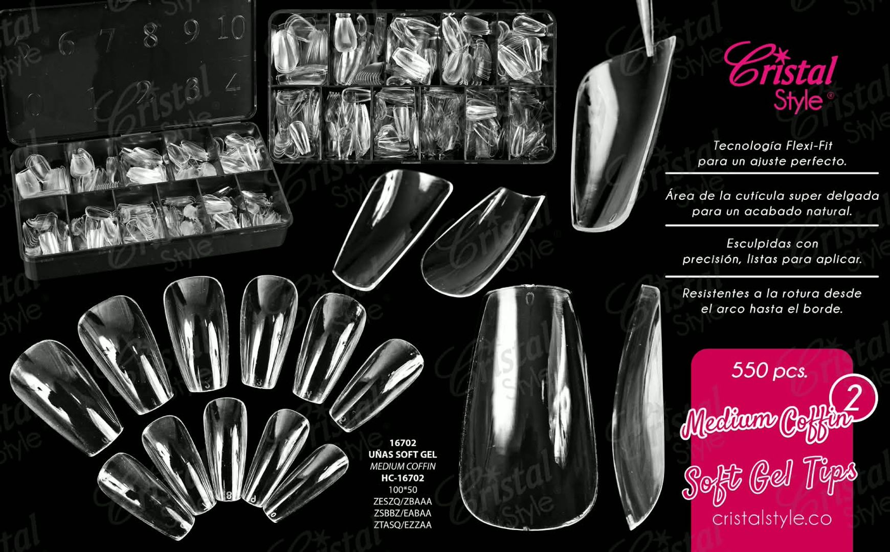 Uñas soft gel coffin × 550Pcs