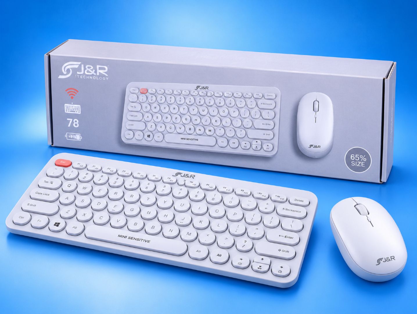 Combo Teclado y Mouse J&R Technology Blanco – 65%