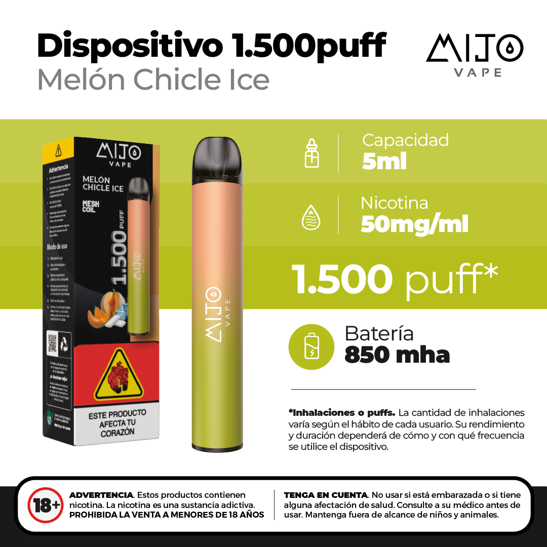 Mijo Melon Chicle Ice 1500 Puffs