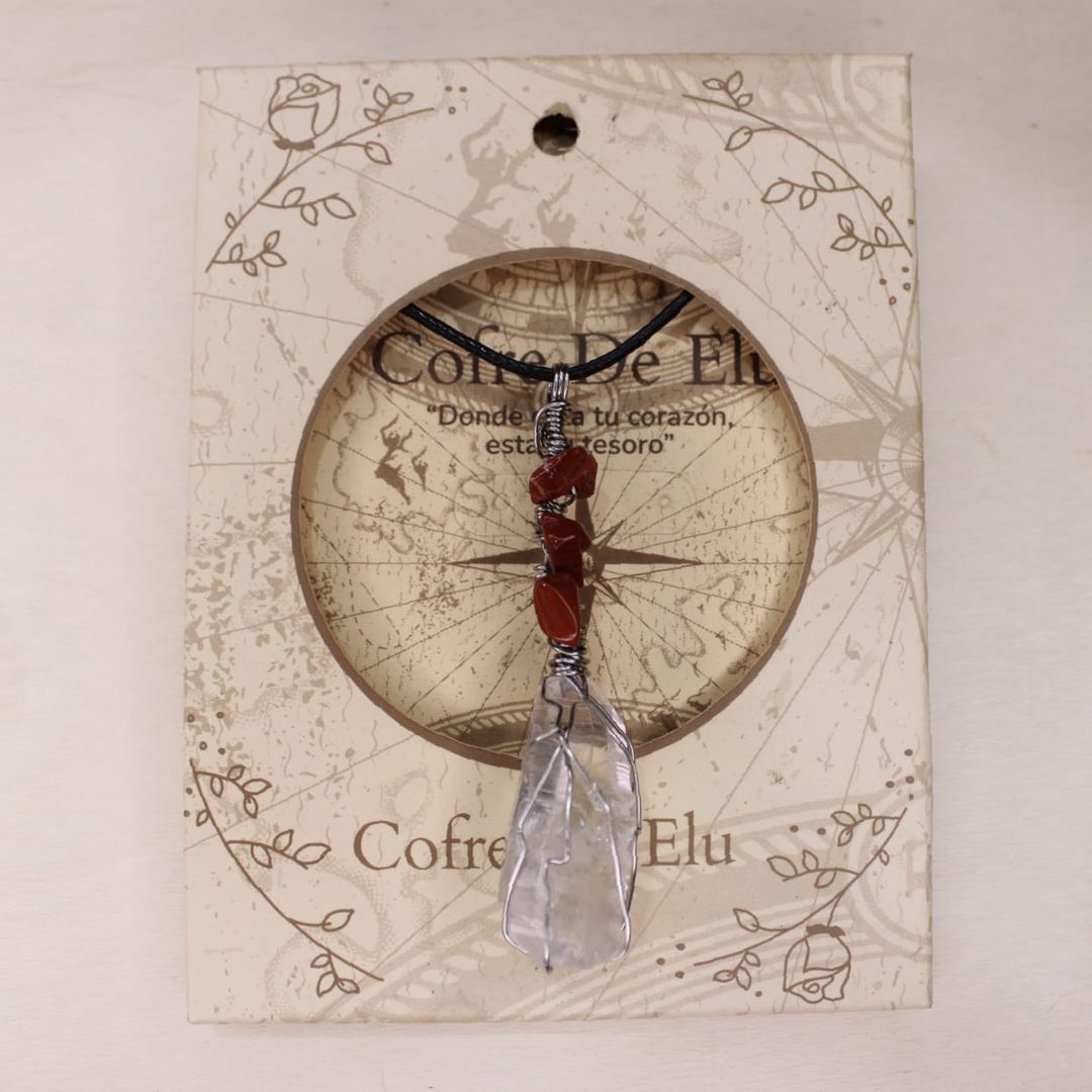 Escoba Cristal y jaspe rojo, acero