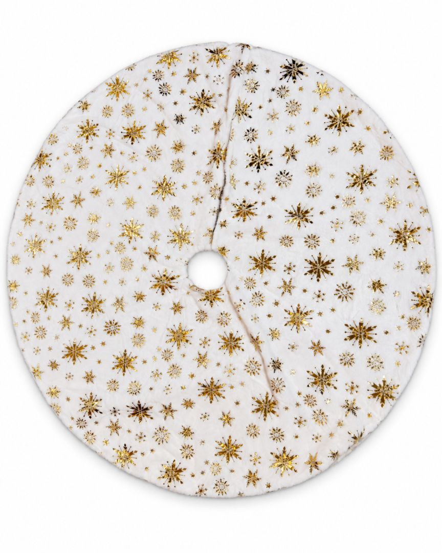 PIE DE ARBOL BLANCO CON DORADO CROMADO EN COPOS