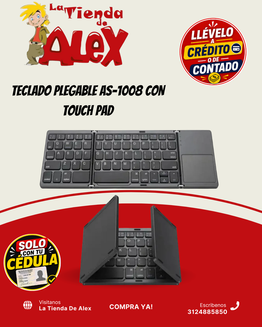 TECLADO PLEGABLE AS-1008 CON TOUCH PAD