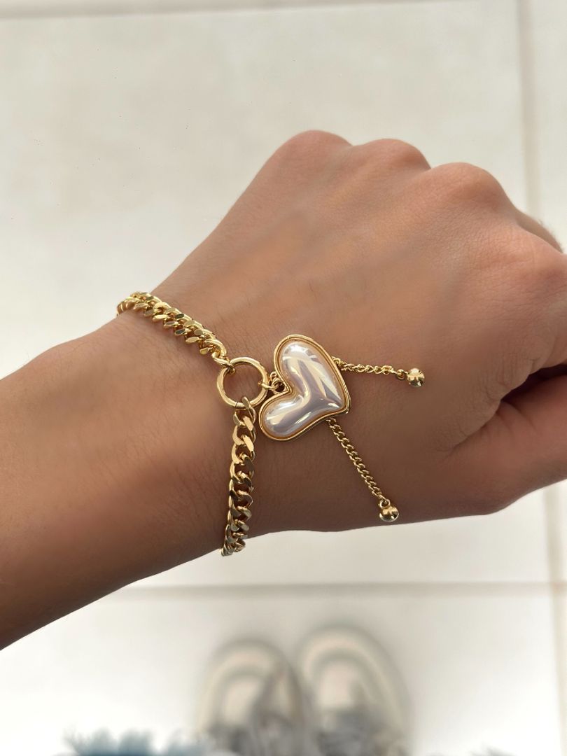 Pulsera corazón nácar 