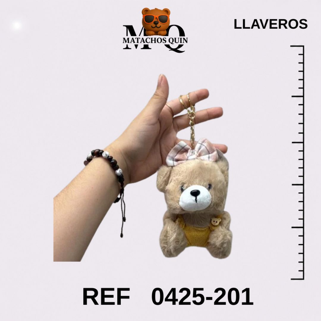 LLAVEROS DE OSITAS CON OVEROL Y MOÑO