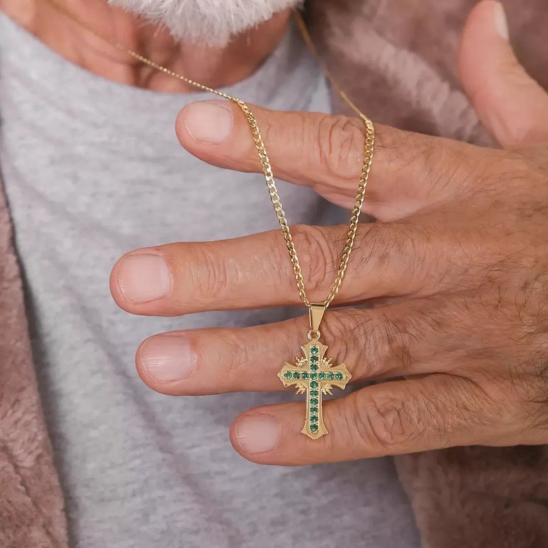 D Cruz Sagrada Circonias Verde