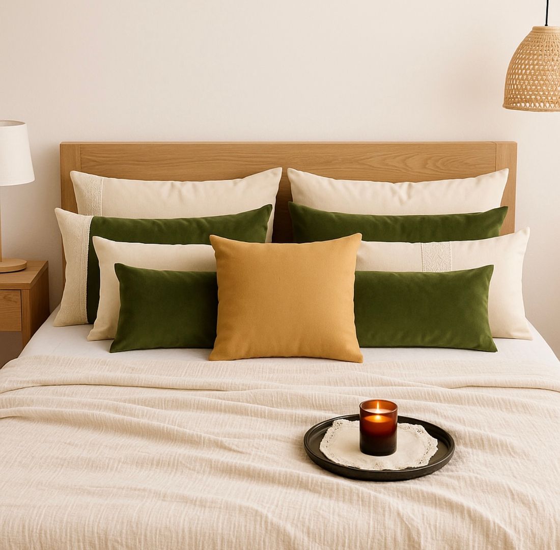 Almohadón Natural  con Feston 60x40