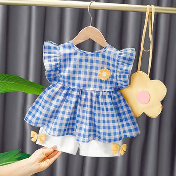 Set Short Camisilla cuadros Azul/Rosa - imagen 1