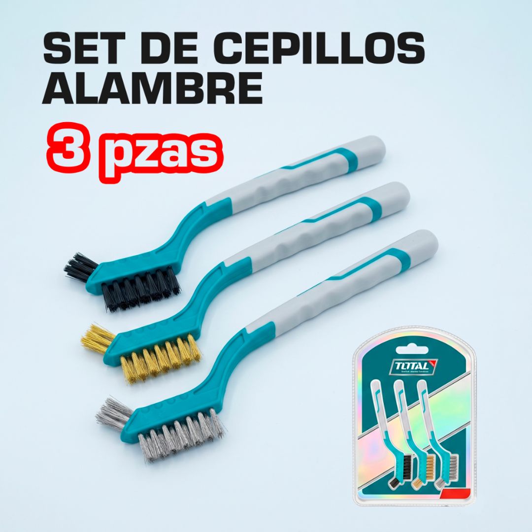 CEPILLO ALAMBRE SET 3 PZAS 7” M/ERGONÓMICO