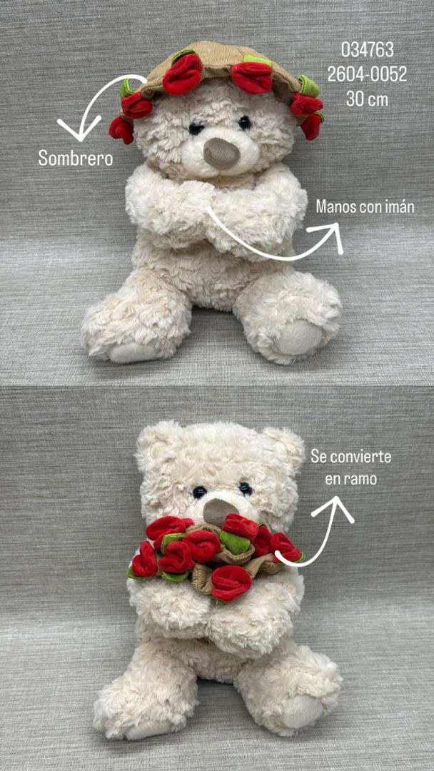 OSO GORRO CONVETIDO EN FLOR 30 CM