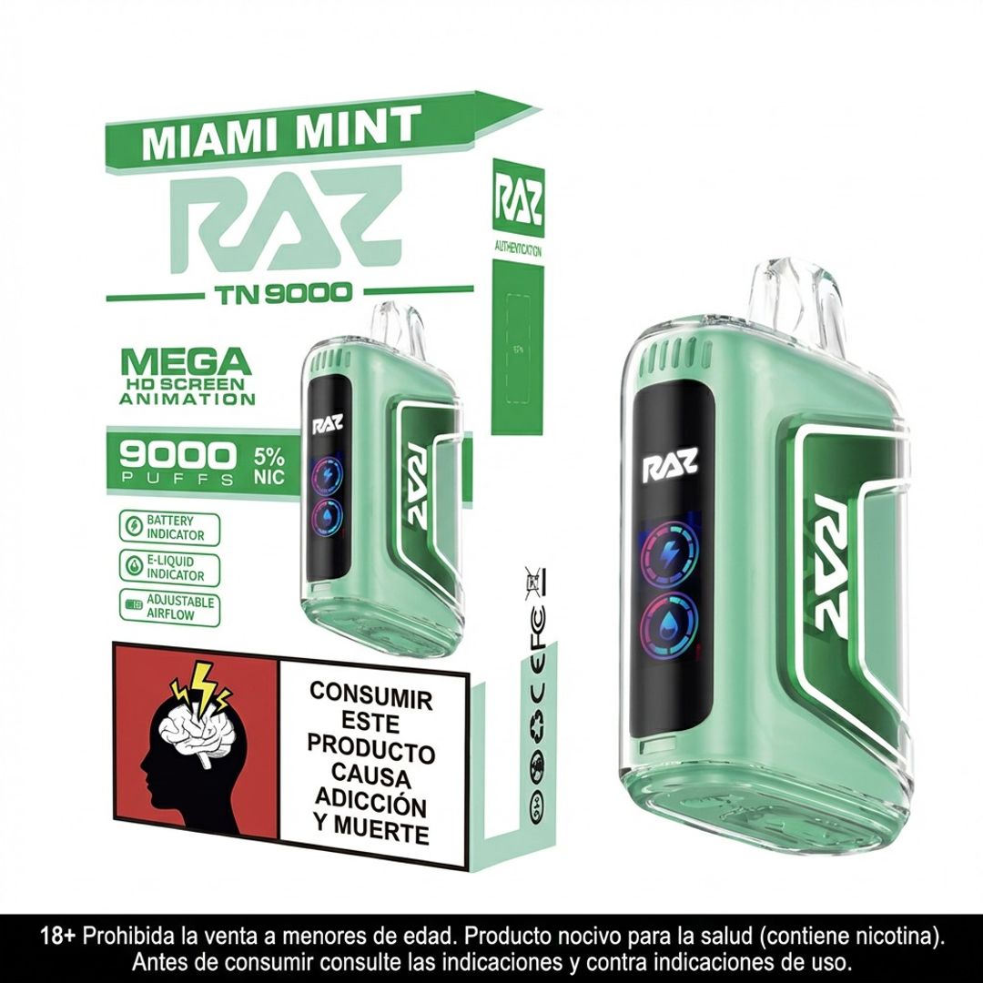 Raz Tn Miami Mint 9.000 Puffs