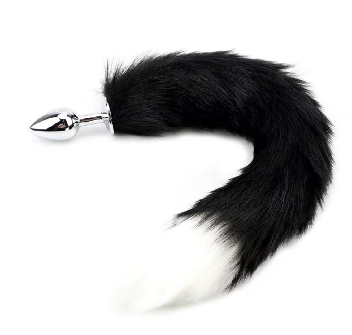 Plug anal cola de zorro negro + blanco.