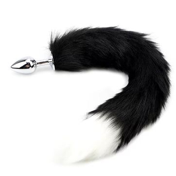 Plug anal cola de zorro negro + blanco. - imagen 1