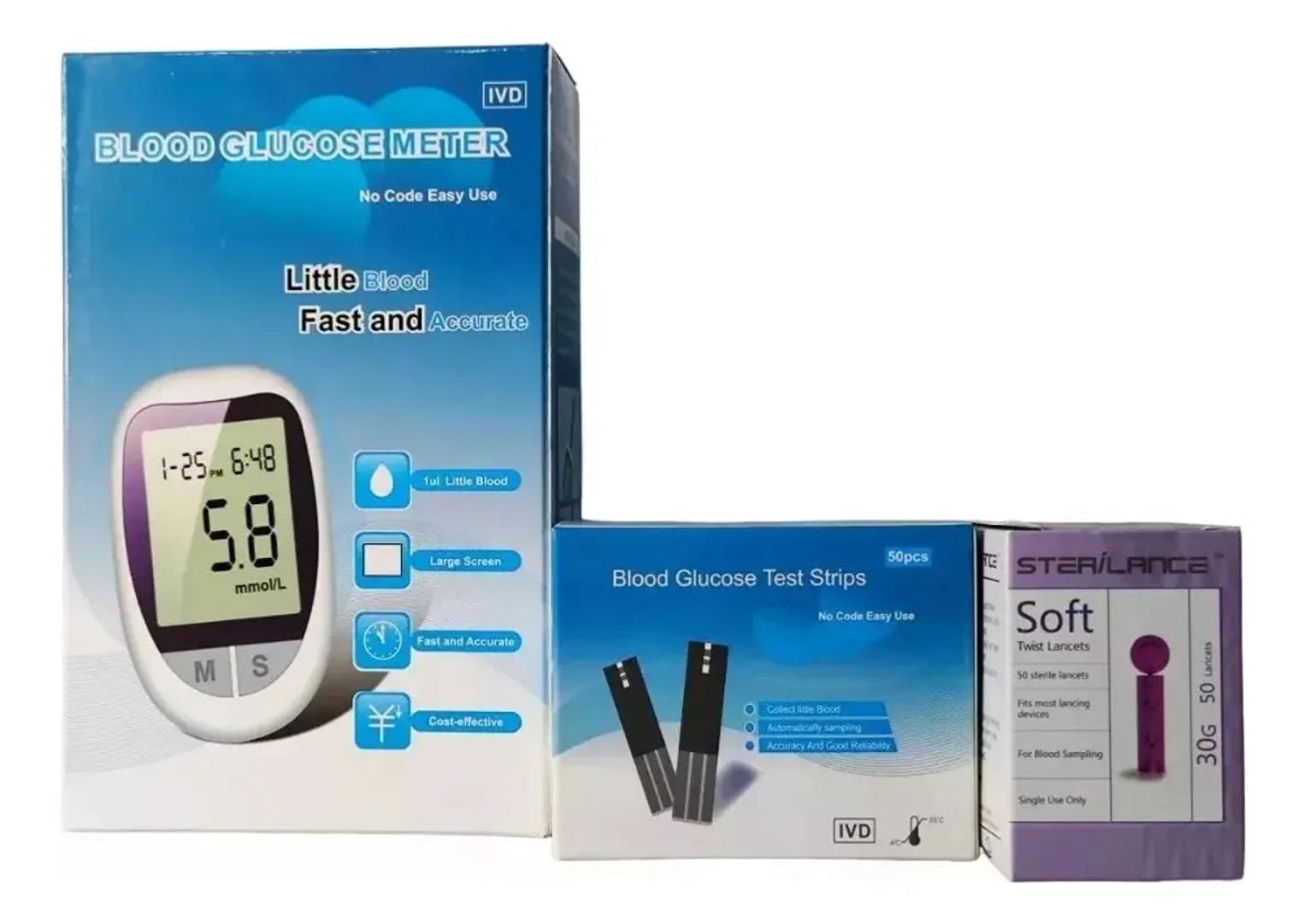 GLUCOMETRO MEDIDOR SANGRE DIGITAL X50 LANCETAS Y TIRILLAS 