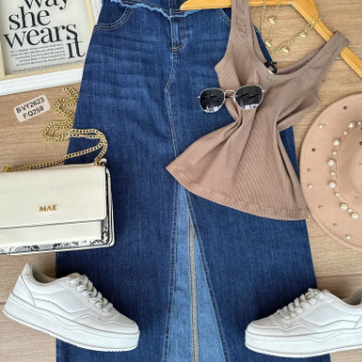 Falda denim abertura frente - imagen 1