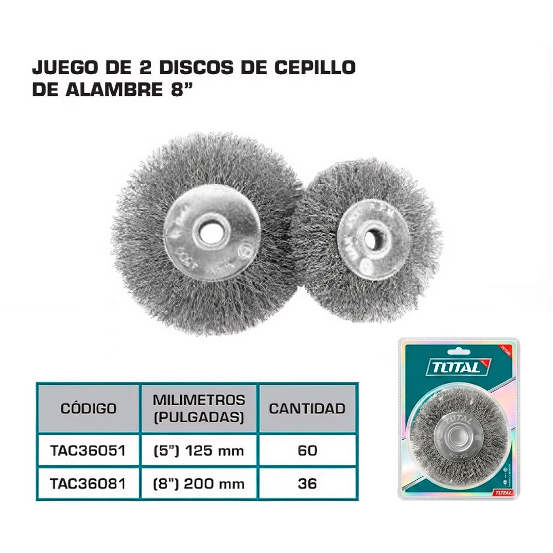 DISCO CEPILLO BRONCE PLANO LATON 8 X 7/8