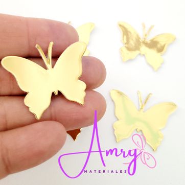 10 Mariposas Espejo Dorado 3.5x2.5cm - imagen 1