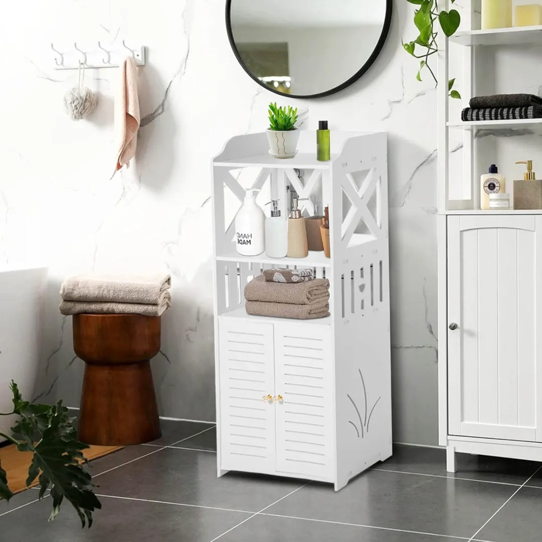 ESTANTE ORGANIZADOR DE BAÑO CON PUERTAS 