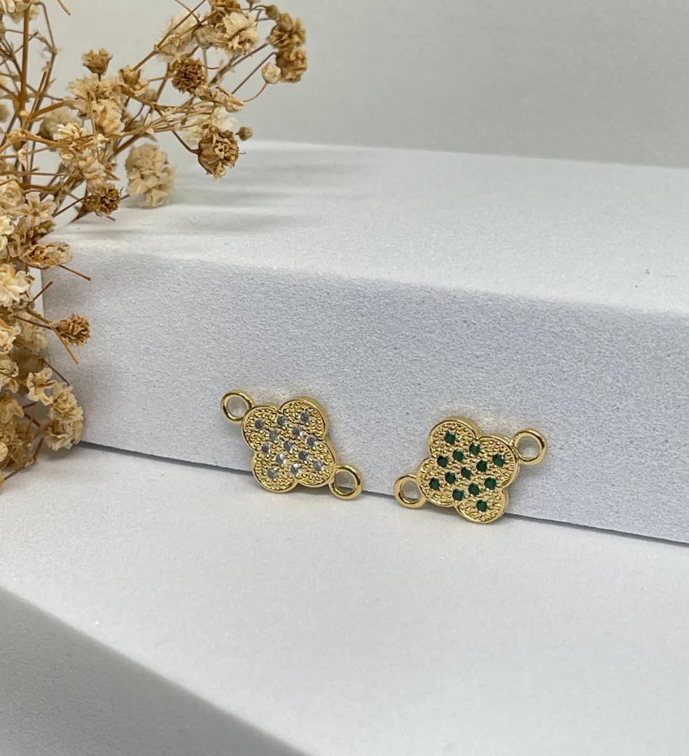 Herraje van cleef verde y cristal circonias diamantado