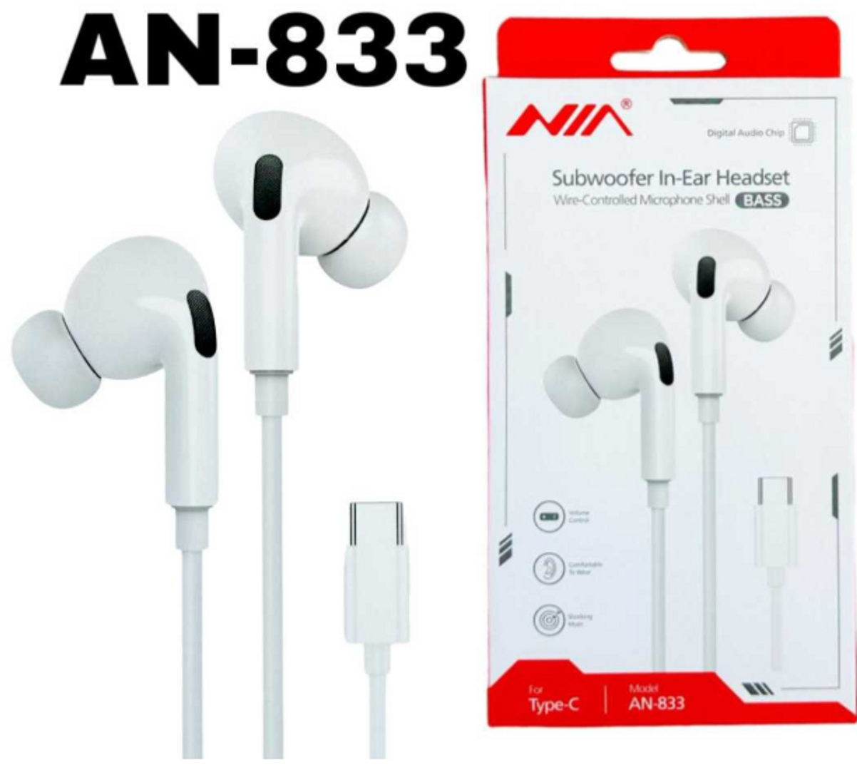 AUDIFONOS NIA AN-833 TIPO C - GRAN BAJO
