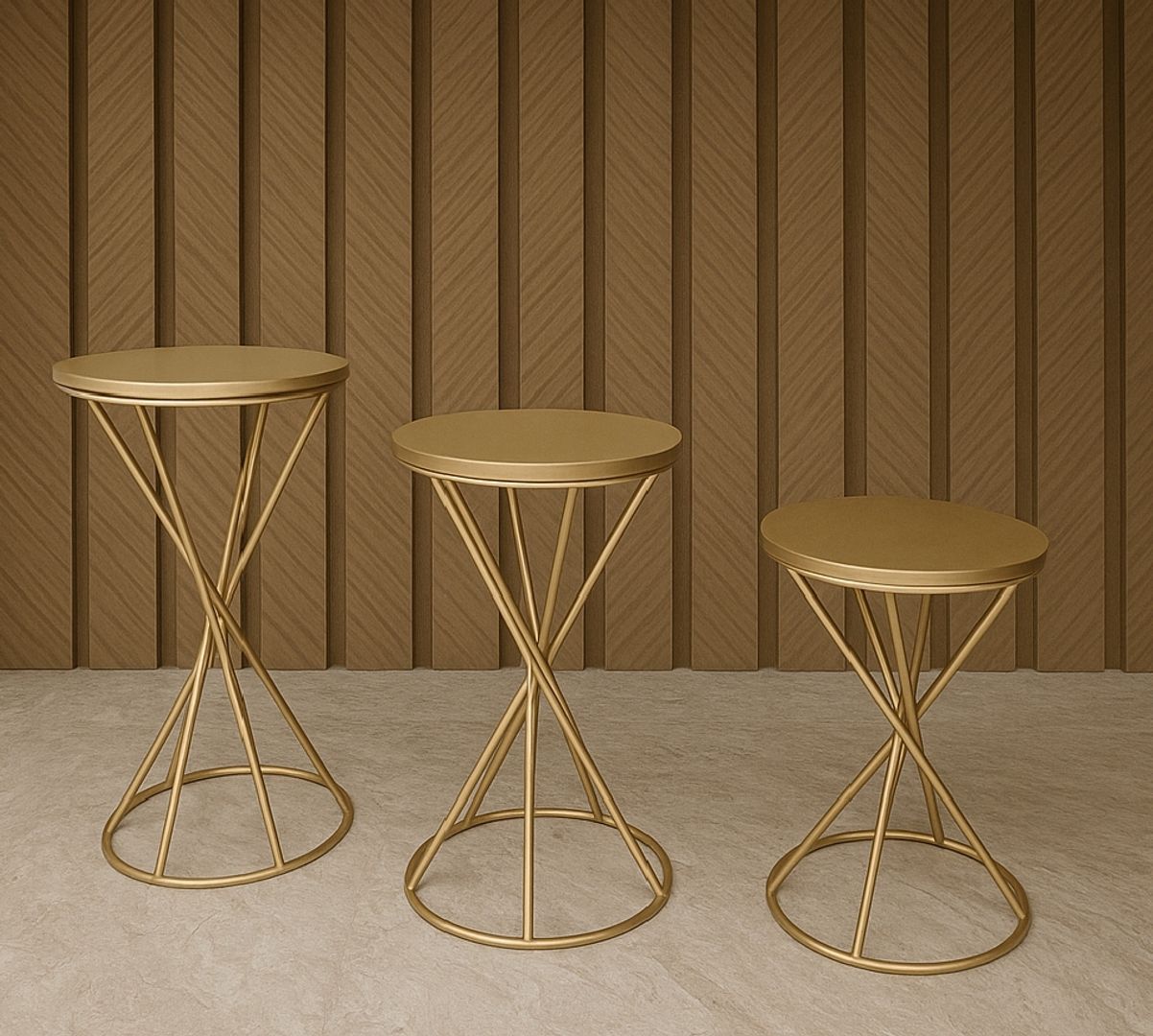 MESAS ENTORCHADAS X 3 TAPA DORADA