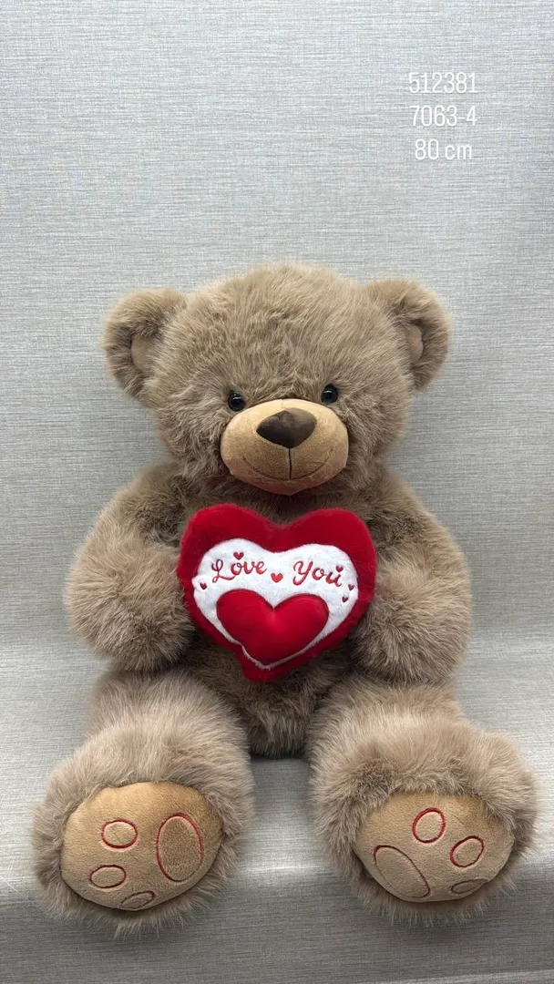 OSO PELUDITO CAFÉ CON CORAZÓN 80 CM