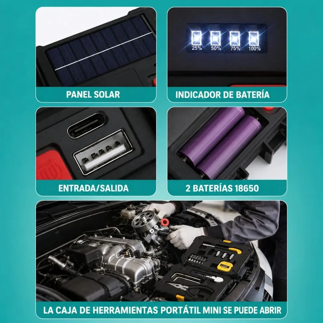 LINTERNA LED MULTIFUNCIONAL CON HERRAMIENTAS Y PANEL SOLAR