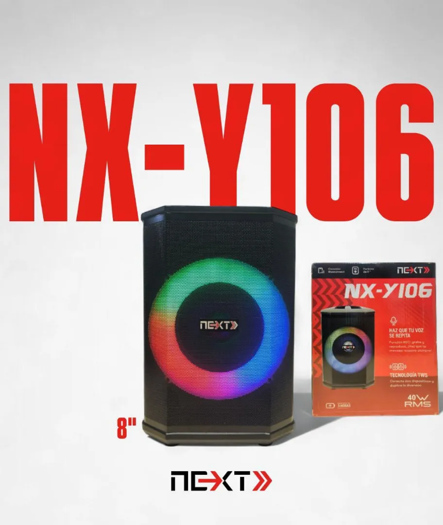 CABINA PARLANTE DE 8 PULGADAS LUCES LED NX-Y106