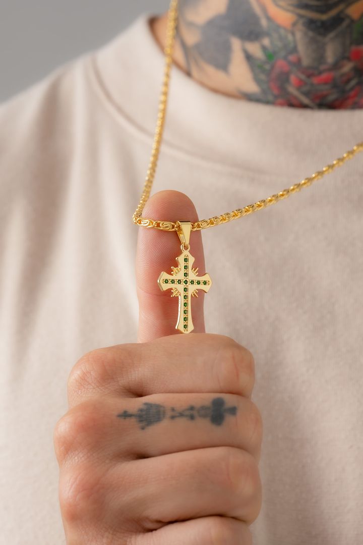 D cruz sagrada verde