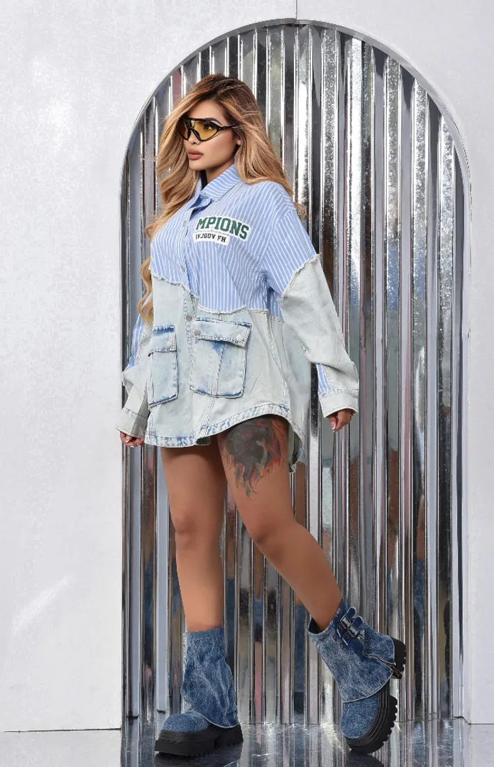 CHAQUETÓN AZUL CIELO EDX