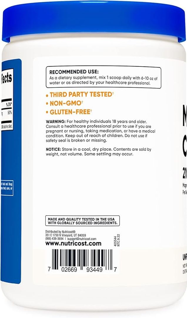 Magnesio Citrato 210 mg 319 servings 500g NUTRICOST