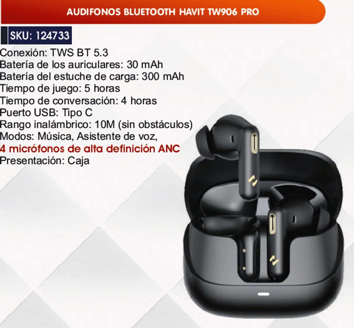 AUDIFONOS BLUETOOTH HAVIT TW906 PRO