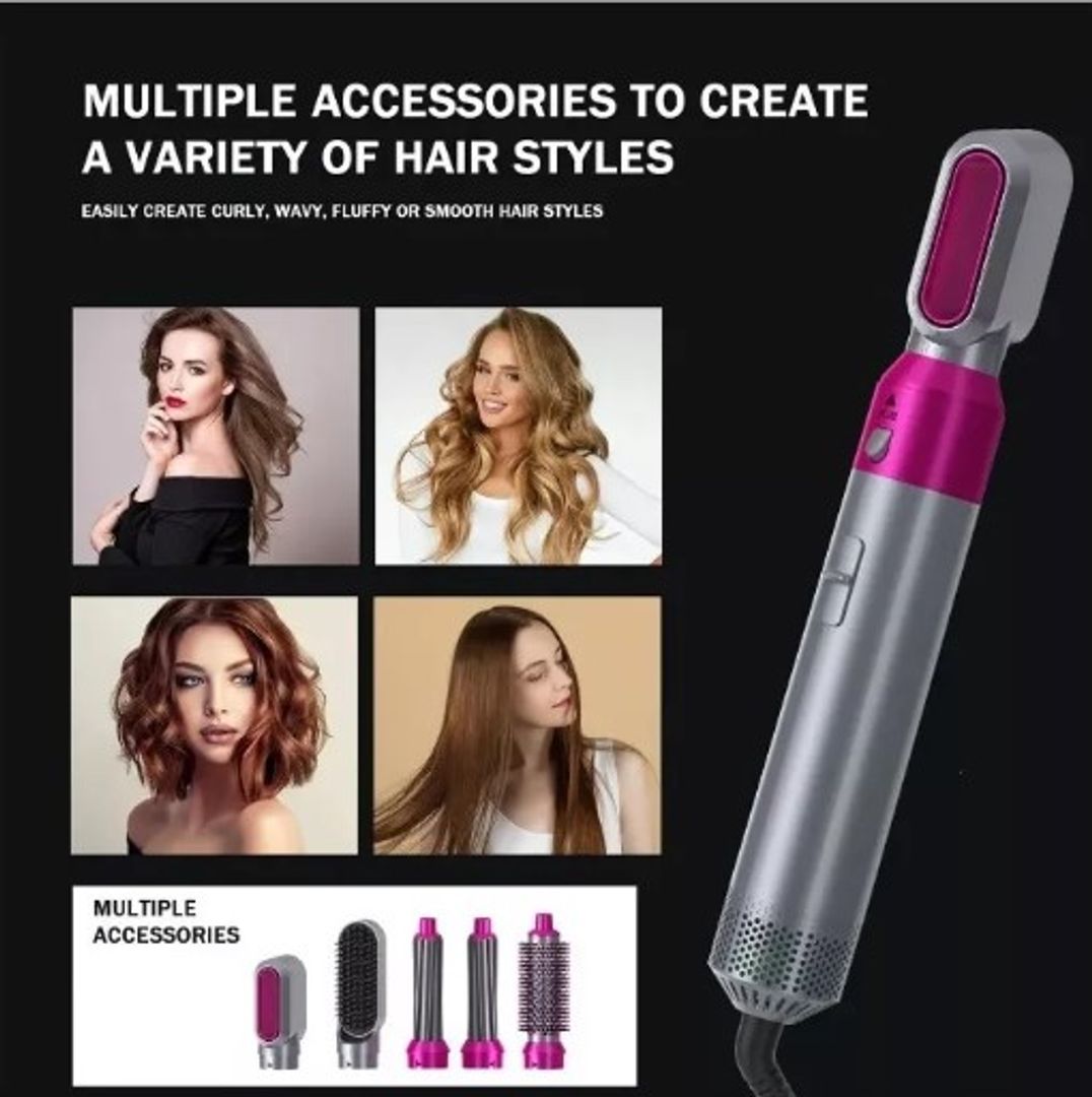 Secador de pelo profesional con cepillo alisador eléctrico 5 en 1