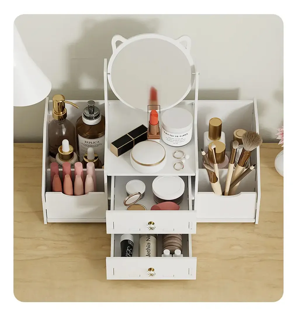 ORGANIZADOR DE MAQUILLAJE JOYERO Y ESPEJO ESCRITORIO PRLA-752