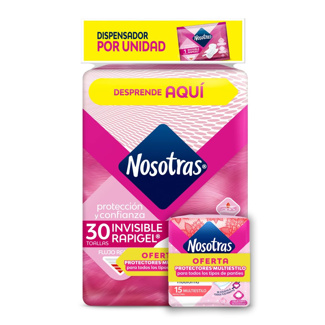 TOALLAS NOSOTRAS INVISIBLE RAPIGEL PAQ X 30 + 5 PROT