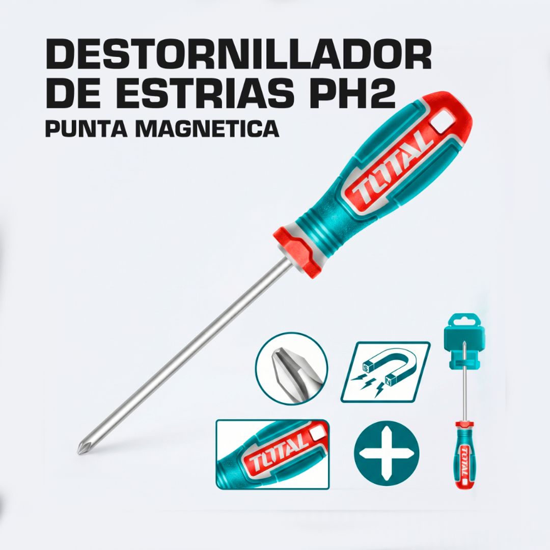 DESTORNILLADOR DE ESTRIAS PH2 6MMX150MM PUNTA MAGNETICA